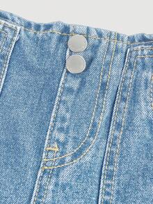 SHEIN Toddler Girls' Solid Color Casual Denim Jeans - Light Wash - View 3