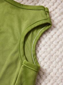 1 Chaleco de mascota con estampado de dinosaurio surfista, estilo casual, suave y transpirable, color verde - Verde - Ver 3