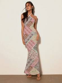 COSMINA Women's Sleeveless Mermaid Dress, Bodycon Fit - Multicolor - View 1