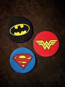 JUSTICE LEAGUE X SHEIN Bộ 2 tấm lót cốc bằng da PU cho ô tô, chống sốc, đa năng, kiểu dáng thời trang, có thể đặt trong hộc đựng cốc trên xe hơi, dùng cho ô tô và văn phòng tại nhà, họa tiết , , . - A - Xem 1