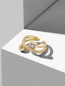 MOTF PREMIUM 十字食指戒指 女款 小众设计 轻奢 冷风戒指 - 金色 - 查看 2