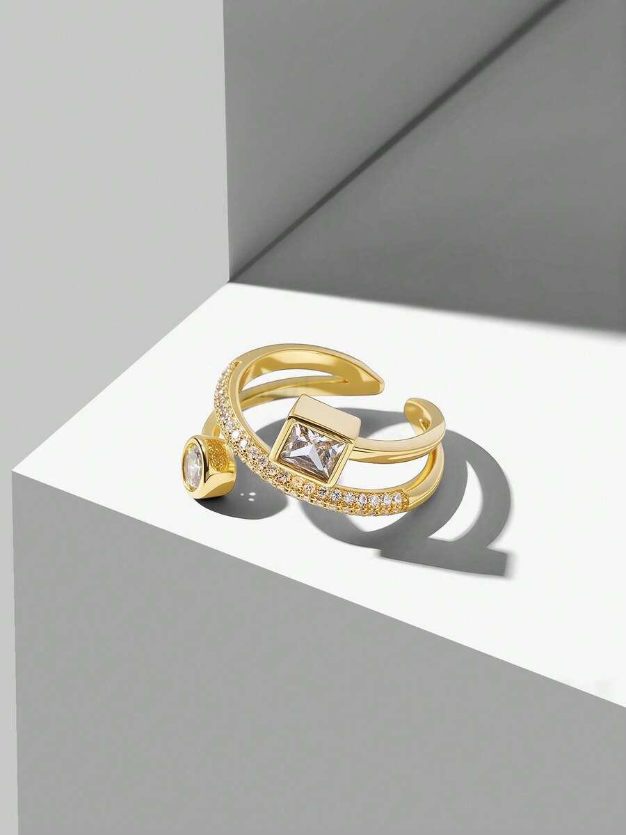 MOTF PREMIUM 十字食指戒指 女款 小众设计 轻奢 冷风戒指 - 金色 - 查看 2