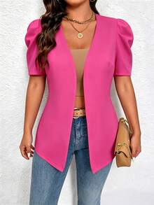 SHEIN Elenzya Áo blazer mỏng nhẹ, phong cách tối giản thường ngày dành cho nữ tuổi teen - Màu Hồng Tươi - Xem 7