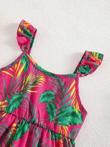 SHEIN Đầm in hoa cho bé gái, đầm hoa nhiều màu sắc cho trẻ em, đầm hè cho bé gái, đầm dây thắt nơ cho bé gái, đầm hoa cho tuổi teen, đầm hè phong cách Boho, đầm ngắn hai dây in hoa có nơ cho bé gái, đầm hè cho trẻ em, đầm hoa Mexico cho bé gái, đầm in hoa cho bé gái, đầm in họa tiết Chetta cho bé gái. - Màu Hồng Tươi - Xem 5