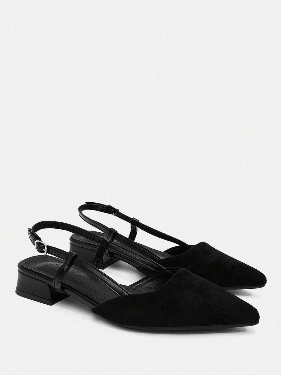 CUCCOO CURVES Zapatos de mujer, diseño de hebilla puntiaguda, versátil para uso diario, moda de horma ancha, tacones altos - Negro - Ver 1