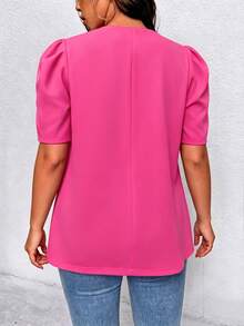 SHEIN Elenzya Áo blazer mỏng nhẹ, phong cách tối giản thường ngày dành cho nữ tuổi teen - Màu Hồng Tươi - Xem 3