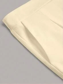 Sweetra Celana Panjang Wanita Ukuran Besar Warna Polos Kasual Serbaguna untuk Pemakaian Sehari-hari, Kantor, Warna Beige, Musim Gugur - Kuning - View 5