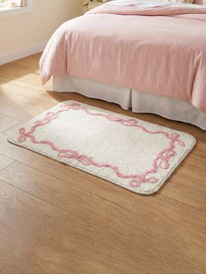 蝴蝶结蕾丝地垫 40x60厘米（15.7x23.6英寸），柔软舒适，可机洗，毛绒材质，防滑吸水，适用于浴室、卧室、客厅、厨房、门口等场所，新品上市