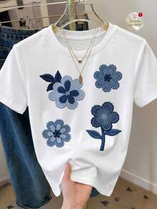 Modelyn 女士休闲简约圆领短袖宽松T恤 - 彩色 - 查看 1