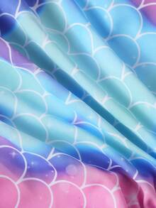 SHEIN Tween Girl Mermaid Scale Print Ruffle One-Piece Swimsuit  Mermaid One Piece Swimsuit For Girls Bathing Suit For Girls Bathing Suit For Tweens Bathing Suits For Teens Full Coverage Tween Bathing Suits One Piece  Mermaid  Squishy - Multicolor - View 3
