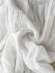 SHEIN PETITE 女士优雅低腰薄纱雪纺纹理宽松阔腿长裙，适合海滩度假 - 白色 - 查看 7