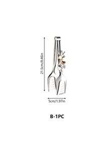 Cirelle 1 chiếc kẹp thực phẩm đa năng bằng thép không gỉ, kiểu dáng hình bướm, kẹp bánh mì, kẹp salad, kẹp bít tết. - Bạc - Xem 8