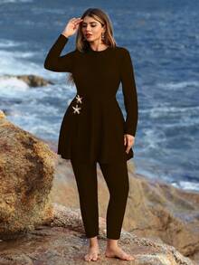 Swim Mulvari Đồ bơi Burkini 2 mảnh dành cho nữ cỡ lớn - Cà phê nâu - Xem 5