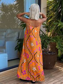 DAZY Sleeveless Loose Long Dress, Women Summer Nightgown - Coral Orange - View 2