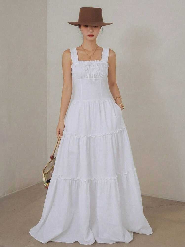 Women's White Minimalist Sleeveless Dress, Lightweight Commuter Dress For Spring & Summer