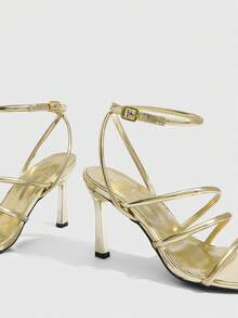 CUCCOO SZL Women's Adjustable Minimalist Maroon High Heel Sandals, For Casual Daily Wear Spring Shoes Spring Break Easter Prom Heels - Medium gold - View 5