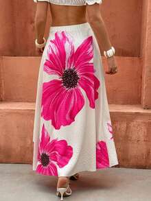 Flora Isola Flora Isola Women's Elegant Fashion Commuter Casual Comfortable Charming Retro Minimalist Romantic Holiday Version A Floral Print Jacquard Fabric Design Skirt - Apricot - View 2