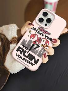 THE POWERPUFF GIRLS X SHEIN Ốp lưng điện thoại họa tiết hoạt hình Mojo Jojo của Powerpuff Girls, chất liệu da màu hồng, chống sốc, chống rơi, bảo vệ toàn diện cho iPhone 16 15 14 13 12 Pro Max Plus, phong cách retro Y2K, dễ thương, nữ tính, thời trang cao cấp. - Nhiều màu - Xem 5