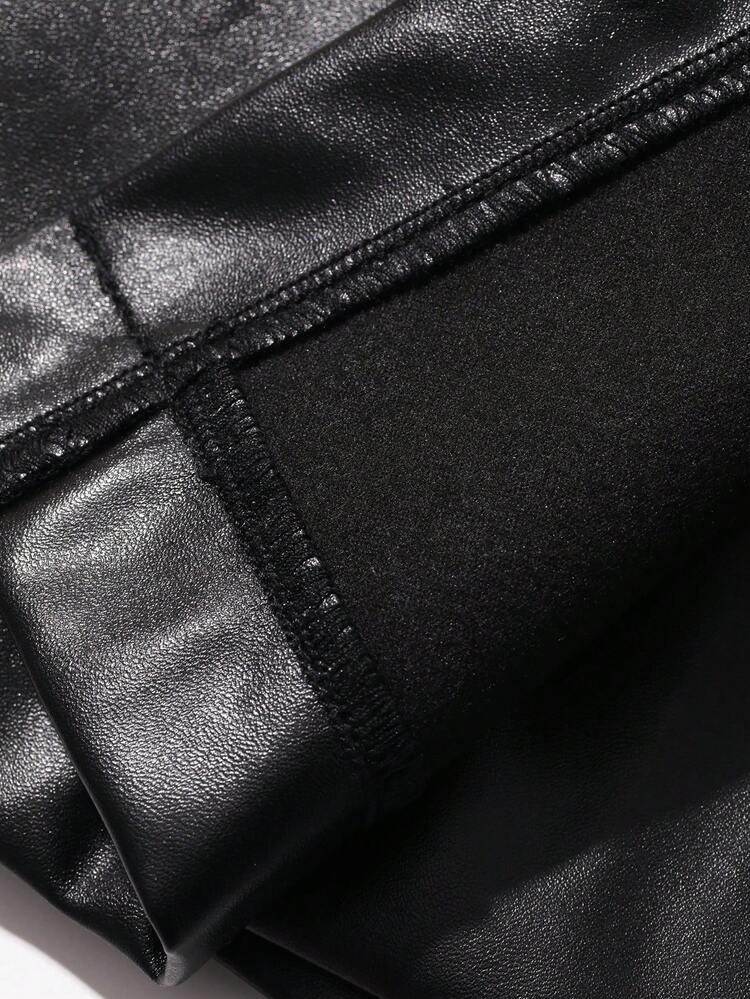 Women's Solid Color Bodycon PU Mini Skirt, Elegant & Sexy For Summer