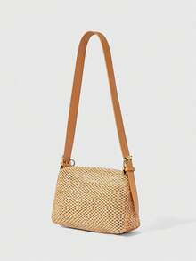 ROMWE Kawaii Brown Square Box Lanyard Woven Bag - Brown - View 4