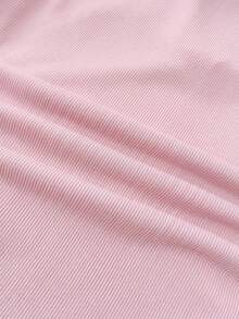 SHEIN Tween Girl/Tween Girls' Colorblock Knit Turtleneck Fitted T-Shirt With Small Logo Embroidery - Pink - View 6