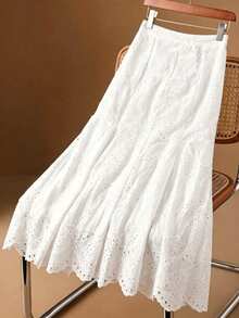 GlowEve Women's Solid Color Minimalist Casual Skirt - White - View 2