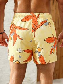 ZELFYO 男士柠檬印花抽绳腰休闲沙滩短裤 - 彩色 - 查看 2