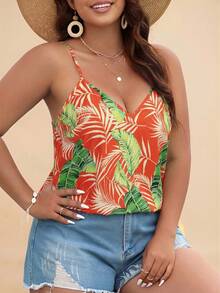 Travachic Blusa sin mangas holgada de talla grande con estampado de bloques de color para el verano - Multicolor - Ver 3