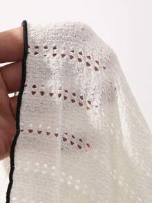 FRIFUL 女士波浪条纹宽松撞色滚边短袖T恤，夏季休闲装 - 杏色 - 查看 6