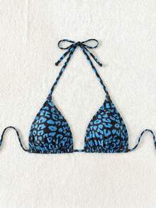 Swim Vcay Áo bikini hai dây cổ yếm họa tiết da báo dành cho nữ, thích hợp cho kỳ nghỉ hè. - Nhiều màu - Xem 5