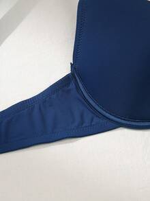 SHEIN Sujetador con aros cómodo de unicolor para mujer - Azul Marino - Ver 3