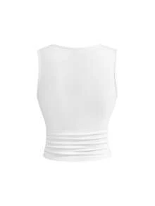 ROMWE Women's Y2K Baddie All-Match Sexy Versatile Deep V-Neck Numeric Print Tank Top - White - View 2