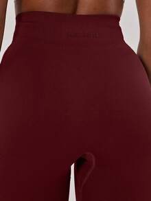 Musera Sport 罗纹高腰无缝运动紧身裤，适合板式网球、网球、匹克球、健身房和冬季运动。 - 酒紅色 - 查看 5