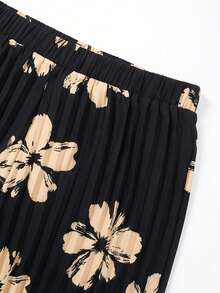 GlowEve CURVE Plus Size Women's Autumn Floral Print Casual Boho Pants, Loose Straight Leg Design, Crease-Resistant, Commute Daily Wear Vacation Black - Multicolor - View 6