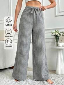 WovenCharm 100%Cotton 3 Pcs Solid Knit Pant Set Cotton Pajama Pants Cotton Loungewear - Multicolor - View 5