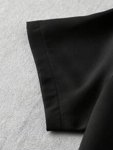 GlowEve CURVE Plus Size Women's Spring/Summer New Round Neck Metal Heart Cinched Waist Solid Color Mini Dress - Black - View 4