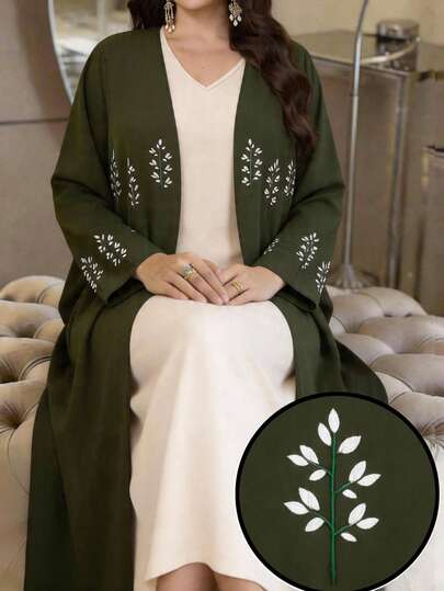Al Najma Áo Abaya thêu hoa thanh lịch dành cho nữ cỡ lớn