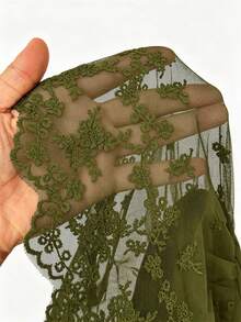Maweii Plus Size Women Lace Patchwork Pleated Casual Versatile Daily Wear Lantern Pants - Dark Green - View 3