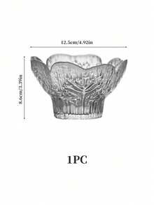 Cirelle 1 pieza Juego de tazón y plato de vidrio transparente con pétalos Tazón de postre de alta calidad para el hogar Tazón para nido de pájaro y azúcar con asa de pájaro - transparente - Ver 6