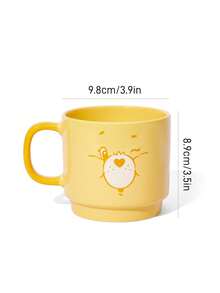 SHEIN X Care Bears 1 chiếc cốc sứ nhân vật hoạt hình dễ thương 14.5oz/430ml, có thể xếp chồng, chịu nhiệt & lạnh, dùng được trong lò vi sóng & máy rửa bát, phù hợp cho nước, sữa, nước trái cây, cà phê, Share Bear, Cheer Bear, Bear, Good Luck Bear, Funshine Bear, Ngày lễ Tình nhân - Màu vàng - Xem 8