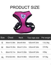 Pet Leash And Harness Set, Comfortable Breathable With Reflective Strips, Mesh Design Lightweight Non-Choke Adjustable Leash And Harness Set For Medium & Small Dogs And Cats (Actual Product May Run Small, Please Order One Size Up - Red Violet - View 4