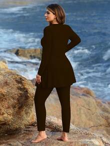 Swim Mulvari Đồ bơi Burkini 2 mảnh dành cho nữ cỡ lớn - Cà phê nâu - Xem 2