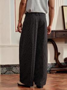 SWAVVY 男士简约印花休闲裤 - 黑色 - 查看 4