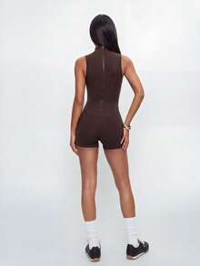 Avantive Women's Solid Color Sleeveless Fitted Romper - White - View 7
