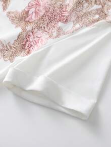 Women's Elegant Floral Print T-Shirt, Summer - Multicolor - View 6