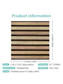COMMOMY 1/10/20 片装 PVC 仿木纹自粘墙贴 - 装饰墙贴，11.8 英寸 x 11.8 英寸，3D 木纹设计，家居 DIY 装饰，复古风格，乡村风格墙面装饰，客厅装饰墙贴，厨房防溅板，浴室防水墙贴 - 多色 - 查看 5