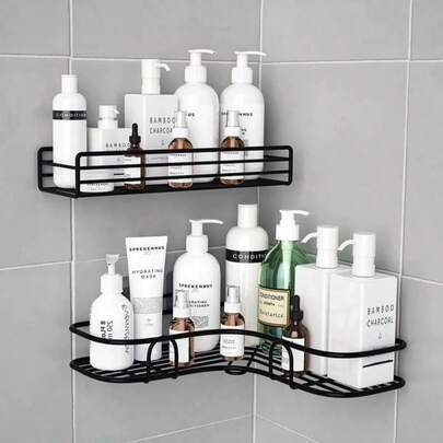 1PC No Drill Wall Mounted Multifunctional Space Saving Storage Rack For Kitchen Bathroom Toiletries Kitchen Supplies Drainage Organizer Shelf Home Essentials Must Have