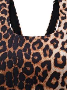 BamGleam 时尚豹纹运动文胸，带可拆卸胸垫、U型提拉、多肩带露背设计 - 彩色 - 查看 3