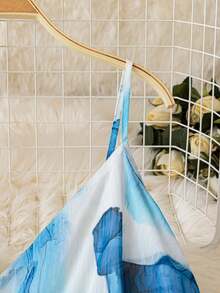 Rometta Plus Size Women Ink Tie Dye Print Strapless Midi Dress, French Style Waist Cinched A-Line Beach Dress, Summer - Blue - View 4