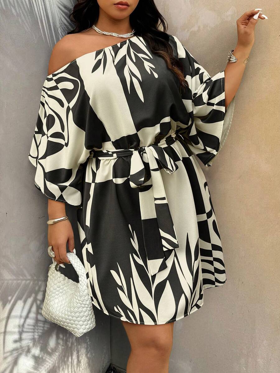 Weeklong Plus Size Women Casual Vacation Style Floral Print Dress - Multicolor - View 1